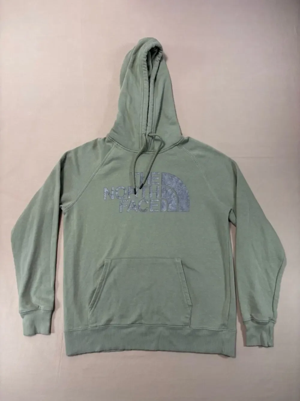 The North Face Women’s Sage Green Pullover Hoodie with Silver Logo Size Small
